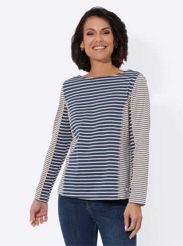 WITT WEIDEN Shirt in jeansblau-elfenbein-geringelt