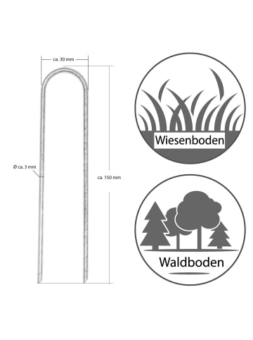 AMANKA 100 Stück Ø3,2mm Stahl Erdanker 150x30mm in Grau