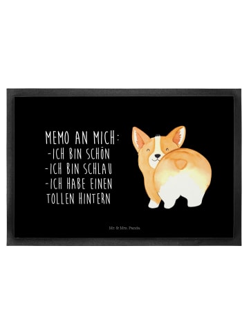 Mr. & Mrs. Panda Fußmatte Corgi Po mit Spruch in Schwarz