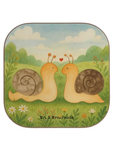 Mr. & Mrs. Panda Tischuntersetzer Schnecken Liebe Design ohne Sp... in Weiß