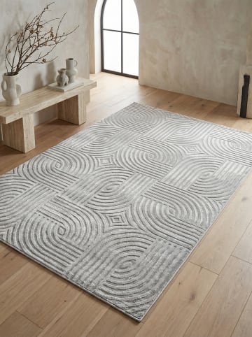KADIMA DESIGN Teppich Kurzflor Waschbar 3D ILLER Strapazierfähig OEKO-TEX in Silber