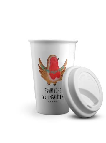 Mr. & Mrs. Panda Kaffeebecher To Go Rotkehlchen Weihnachten mit ... in Weiß