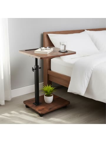 relaxdays Beistelltisch "Industrial" in Braun/ Schwarz - 48–84 cm