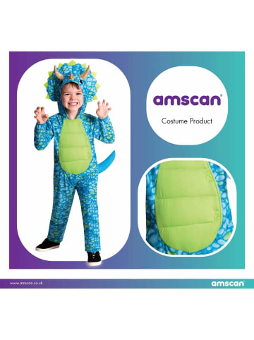 amscan blauer Dino Kostüm für Kinder 6-8 Jahre Fasching Karneval