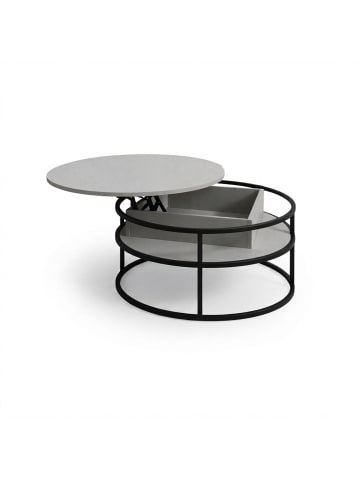 relaxdays Couchtisch in Grau/ Schwarz - (H)46 x Ø80 cm
