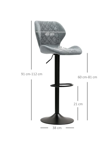 HOMCOM Barhocker-51,5L x 48B x 91-112H m-Dunkelgrau