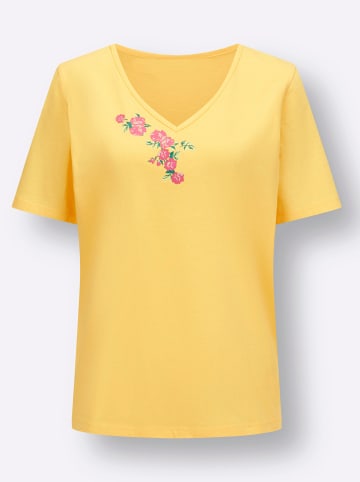 Sieh an! V-Shirt in gelb-pink