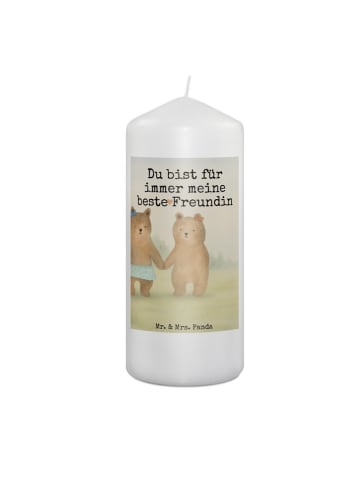 Mr. & Mrs. Panda Wachskerze Bär Freundin Design mit Spruch in Weiß