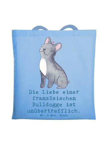 Mr. & Mrs. Panda Tasche Französische Bulldogge Liebe mit Spruch in Sky Blue