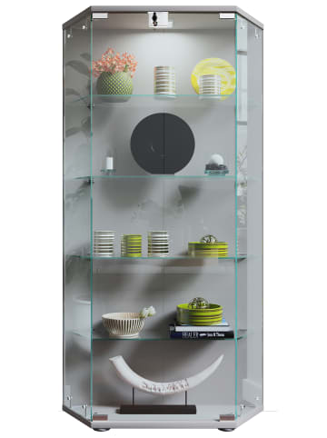 VCM  Holz Glas Stand Vitrine Sammelvitrine Cenila L in Silber