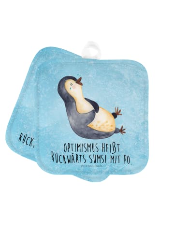 Mr. & Mrs. Panda Topfuntersetzer Pinguin Lachen mit Spruch in Eisblau