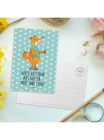 Mr. & Mrs. Panda Fotokarte Fuchs Keks mit Spruch in Türkis Pastell