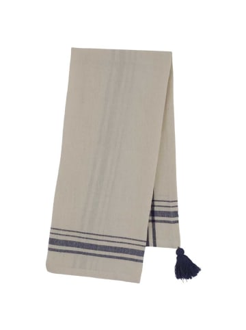 Chic Antique Geschirrtuch AIX Karo Linien Blau Creme mit Quasten