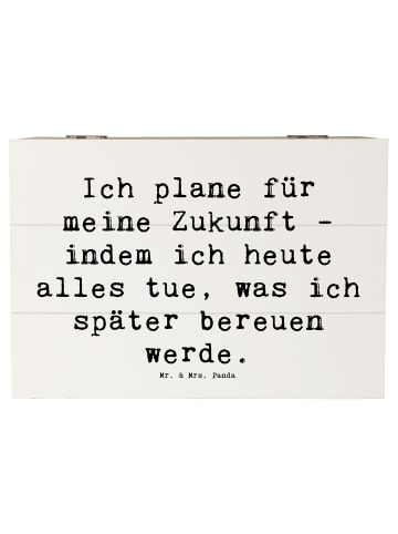 Mr. & Mrs. Panda Holzkiste Spruch Lebensziele und Abenteuer mit ... in Weiß