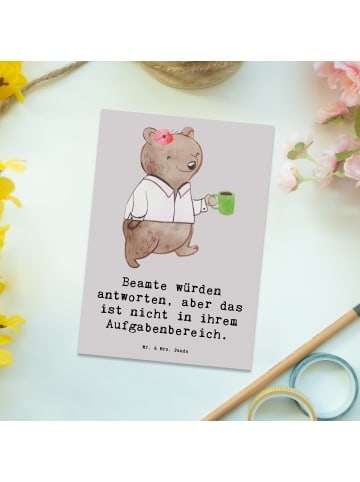 Mr. & Mrs. Panda Postkarte Beamtin Humor mit Spruch in Grau Pastell