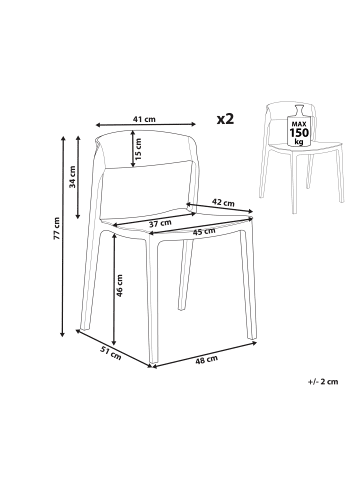 Beliani 2er-Set Esszimmerstuhl SOMERS in Beige