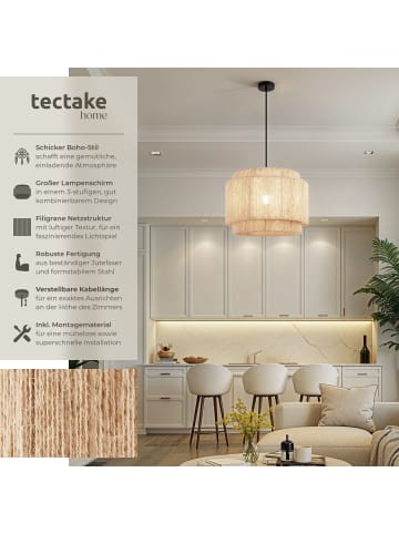 tectake Pendelleuchte im Boho-Stil aus  Jutefaser, 46 x 32 cm