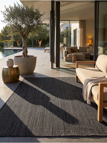 KADIMA DESIGN Outdoor-Teppich VIGOLENO Uni Flachgewebe Wohnzimmer Balkon in Anthrazit