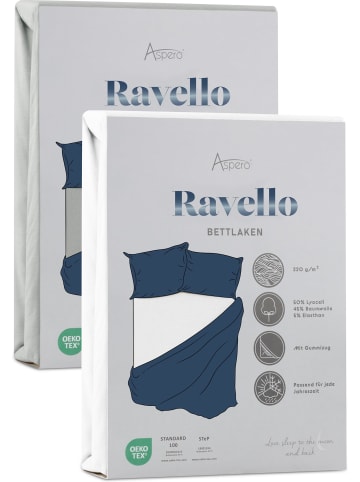 Aspero 2 x Spannbettlaken Ravello in Weiß/Hellgrau