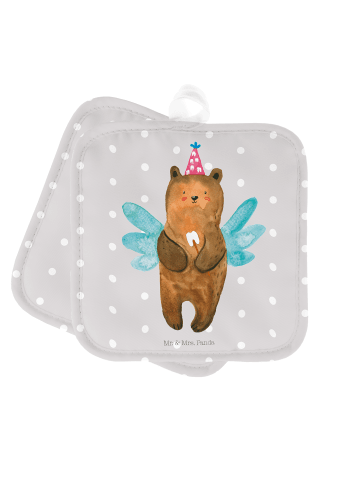 Mr. & Mrs. Panda Topflappen Bär Zahnfee ohne Spruch in Grau Pastell