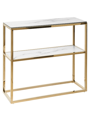 Beliani Konsolentisch AZUSA in Weiß/Gold - (W) 80 x (H) 78 x (L) 30 cm