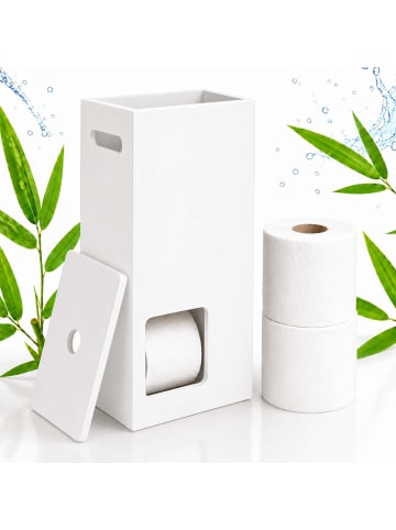 relaxdays Toilettenpapier Aufbewahrung in Weiß - (B)25 x (H)50 x (T)14 cm