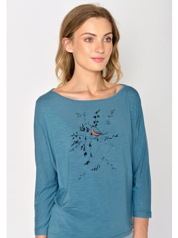 GreenBomb Longsleeve Animal Bird Branch in Schlammiges Blau