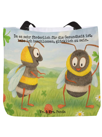 Mr. & Mrs. Panda Strandtasche Hummeln Kleeblatt Design mit Spruch in Weiß