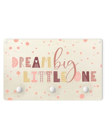 WALLART Kindergarderobe Holz - Dream big little one Rosa in Rosa