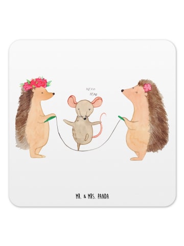 Mr. & Mrs. Panda Untersetzer für Gläser Igel Seilhüpfen ohne Spruch in Weiß