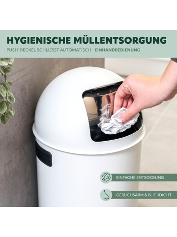 eluno Mülleimer 35 Liter Edelstahl weiß