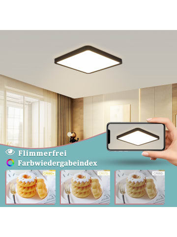 ZMH Deckenleuchte LED in schwarz Ø23CM Eckig 4000K neutralweiß Flurlampe 18W