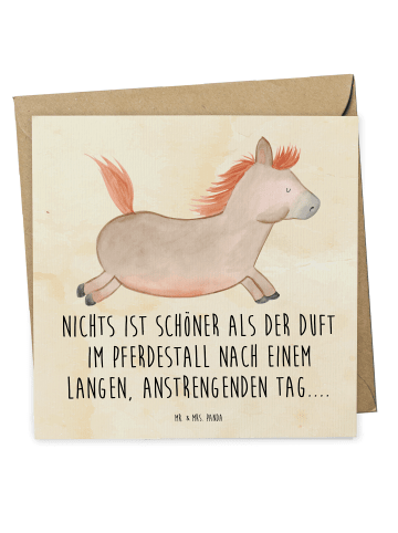Mr. & Mrs. Panda Einladungskarte Pferd Springen mit Spruch in Vintage