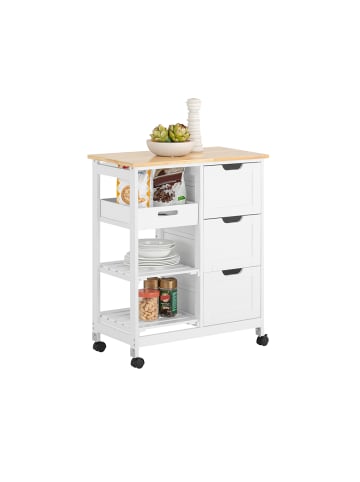 SoBuy Küchenwagen in Weiß und Natur - (B)68 x (H)85 x (T)38cm