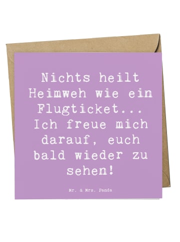 Mr. & Mrs. Panda Einladungskarte Spruch Heimweh Ticket mit Spruch in Lavendeltraum