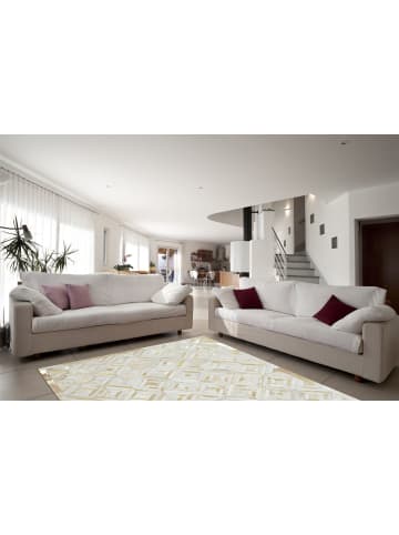 Flachgewebe Teppich Sandro 410 in Elfenbein Gold