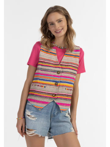 IZIA Damen Gewebte Weste in Mehrfarbige Pinke Streifen