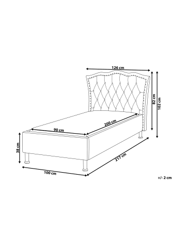 Beliani Einzelbett METZ in Grau/Silber - (W) 126 x (H) 102 x (L) 217 cm