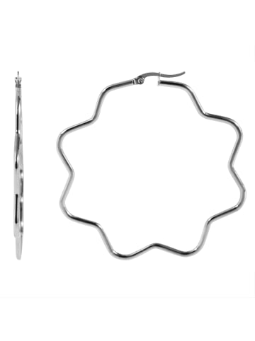 Adeliás Damen Creolen Blume aus Edelstahl in silber