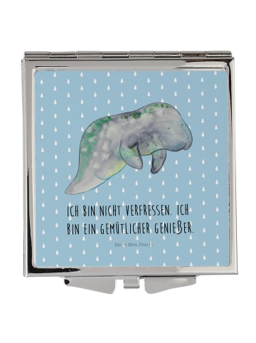 Mr. & Mrs. Panda Schminkspiegel Seekuh Chillen mit Spruch in Blau Pastell