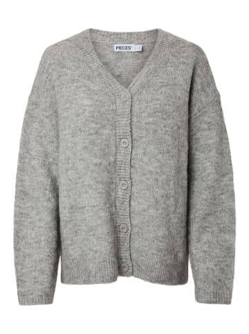 Pieces Strickjacke in Medium Grey Melange