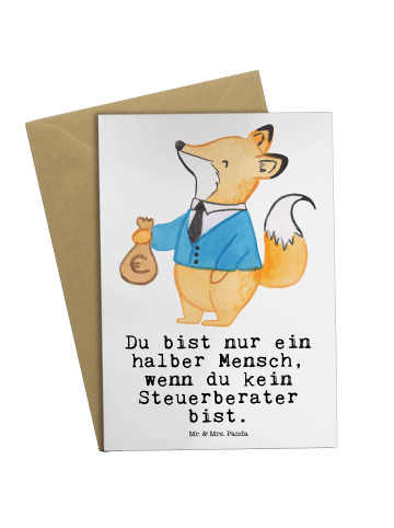 Mr. & Mrs. Panda jubiläumskarte Steuerberater Herz mit Spruch in Weiß