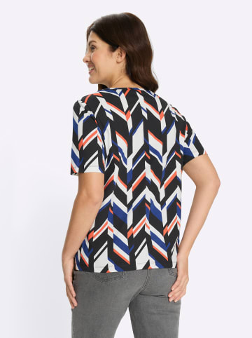 Sieh an! Kurzarm-Shirt in ecru-royalblau-bedruckt