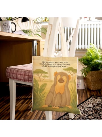 Mr. & Mrs. Panda Schultertasche Affe Design mit Spruch in Weiß