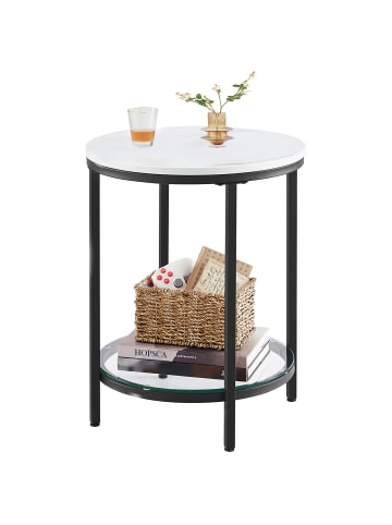VASAGLE Beistelltisch Baris in Weiße-Marmoroptik - (B)45 x (H)55 x (T)45 cm