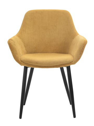 SalesFever Armlehnstuhl 2er-Set modern Cord-Bezug und Gestell matt schwarz in Gold