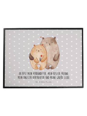 Mr. & Mrs. Panda Zeichenunterlage Bären Liebe mit Spruch in Grau Pastell