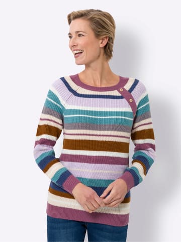 Sieh an! Langarm-Pullover in jeansblau-violett-gestreift