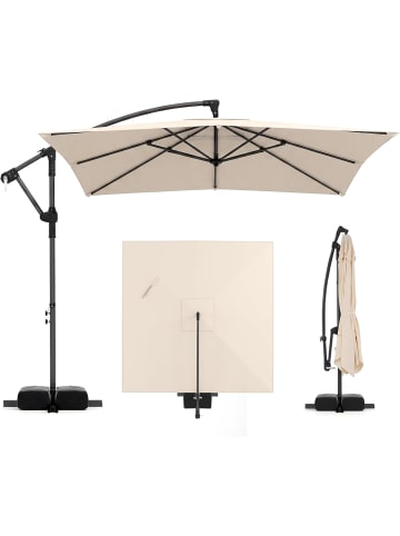 COSTWAY 250 cm Sonnenschirm Rechteckig mit Ständer in Beige