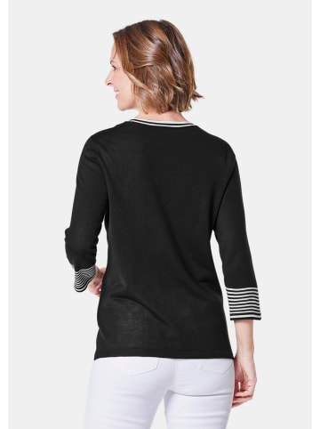 GOLDNER Pullover mit femininem Motiv in schwarz / weiß